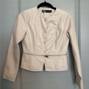 Zara Convertible Faux Leather Peplum / Cropped Jacket